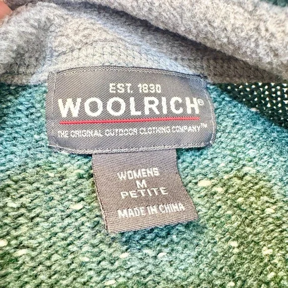 VTG Woolrich Teal Ramie Wool Blend Quarter Zip Sweater Womens Medium Petite 9101 - Picture 2 of 6